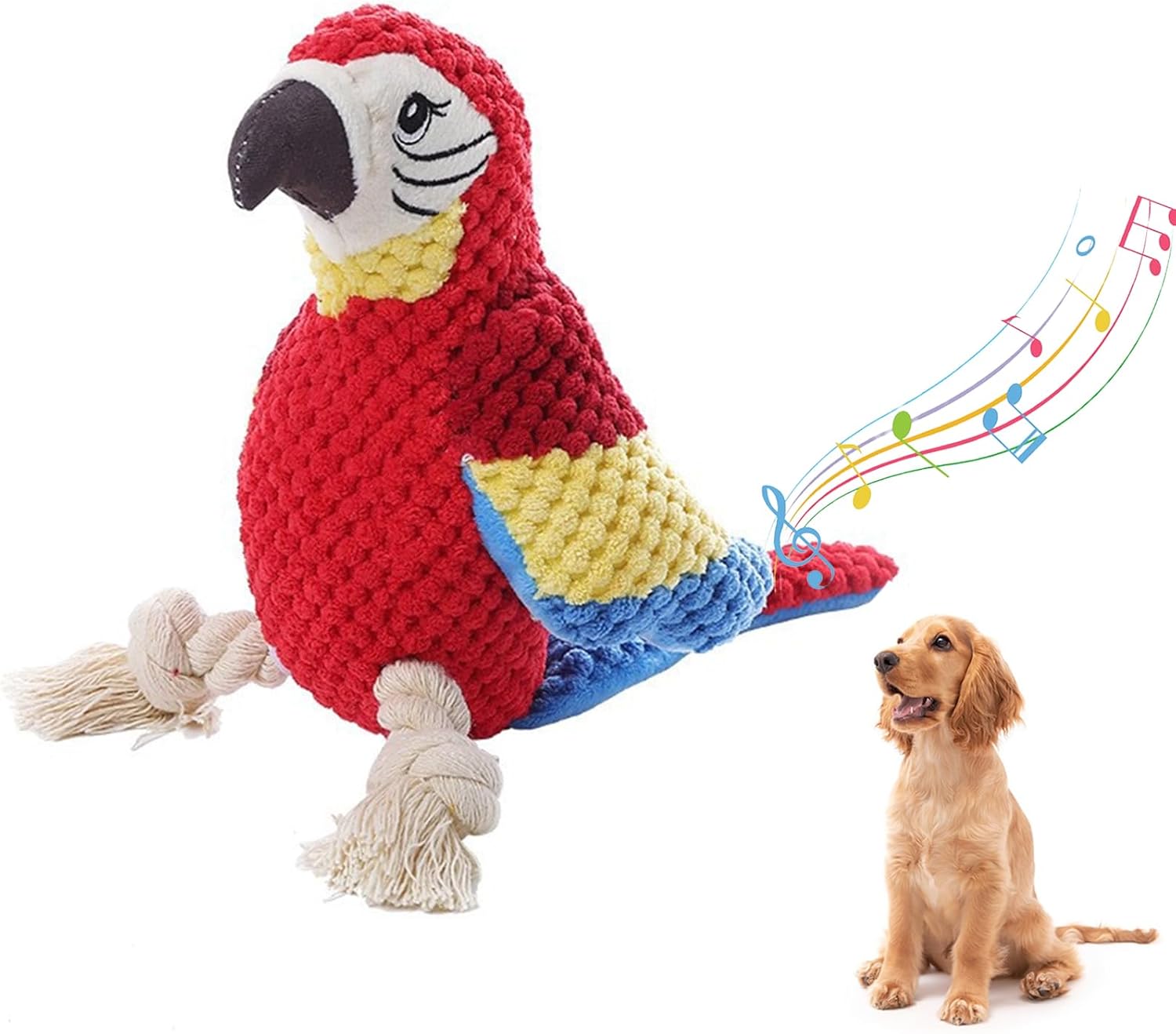 Thumbnail 2 de OWITER Squeaky Dog Toys: Parrot Interactive Toy for Boredom, Squeaker, Crinkle Tail and Rope Feet