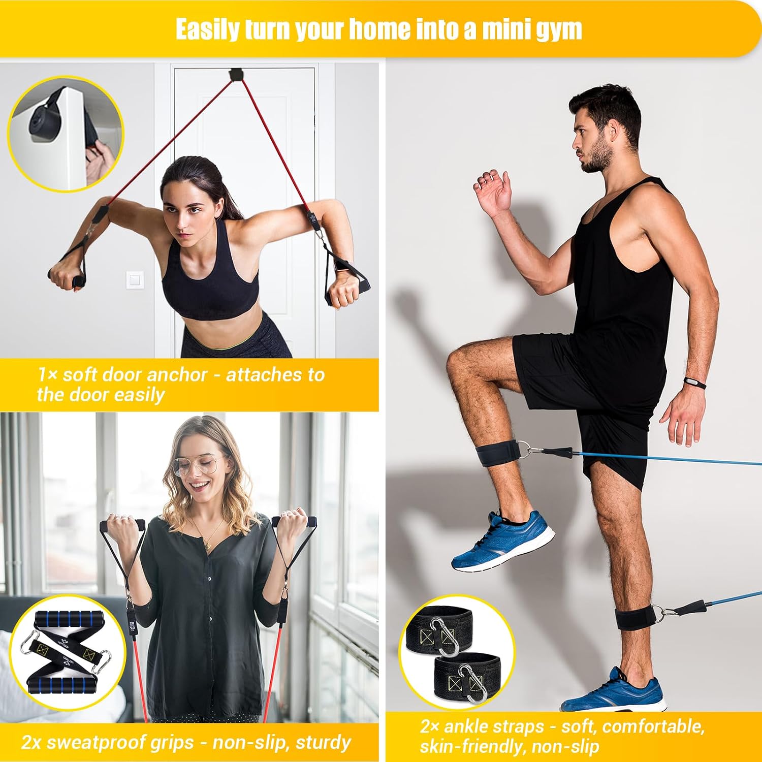 Detalle de COFOF Resistance Bands Set with Handles – Stackable up to 150lbs