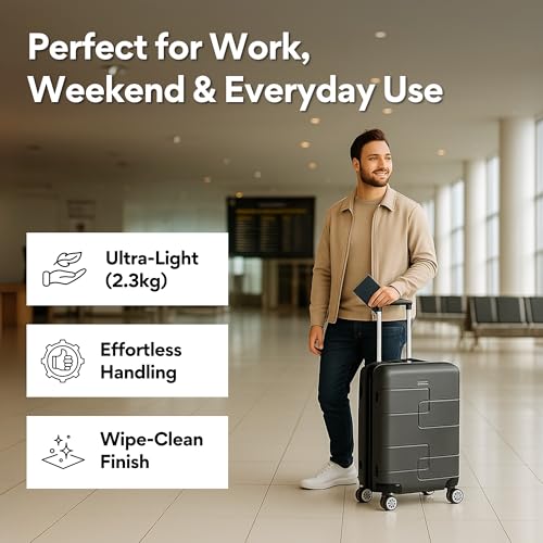 Detalle de WORLD EXPLORER Dark Grey Cabin Suitcase 55x40x20cm, 34L – ABS Shell, 4 Wheels