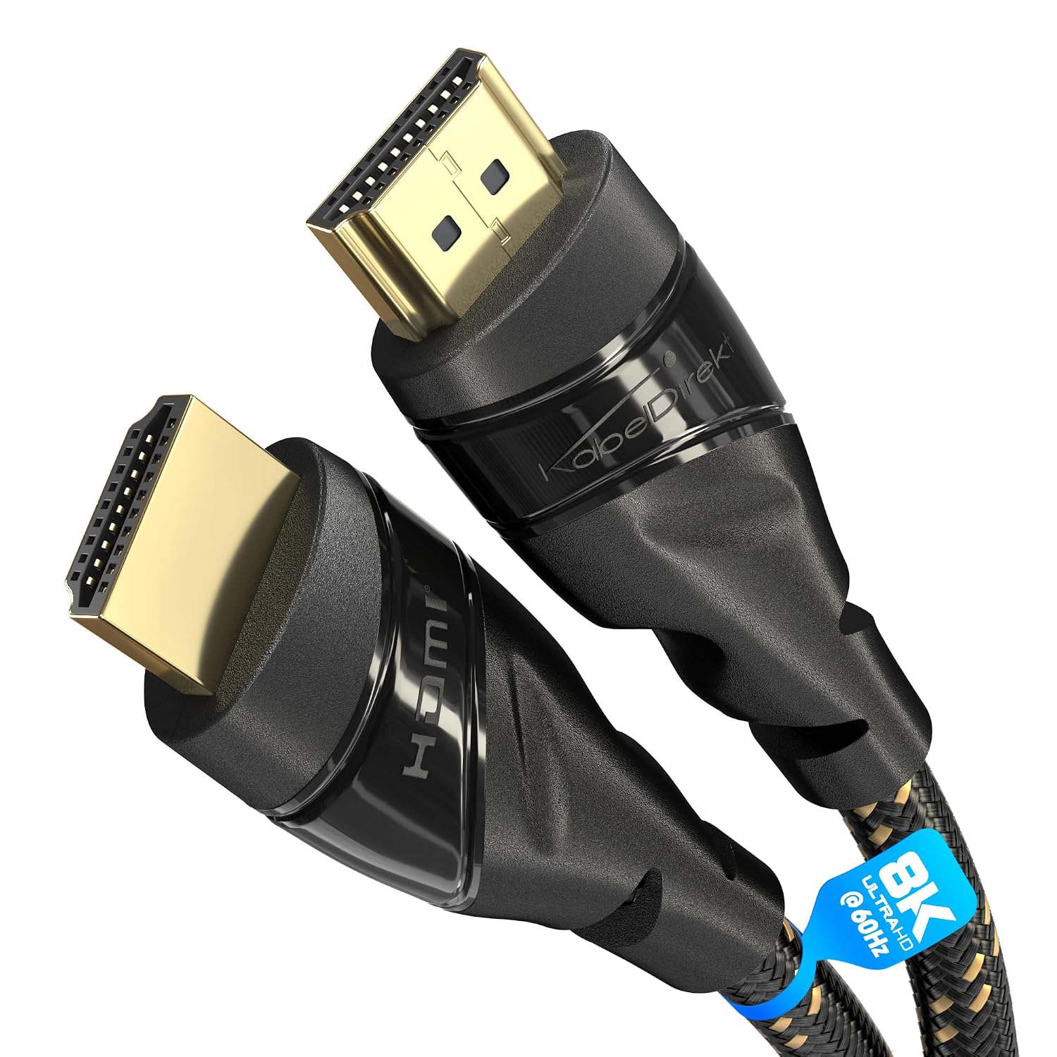 Detalle de KabelDirekt HDMI-Kabel 8K/4K, 3 m – In Deutschland entwickelt, bruchfeste Nylon-Ummantelung