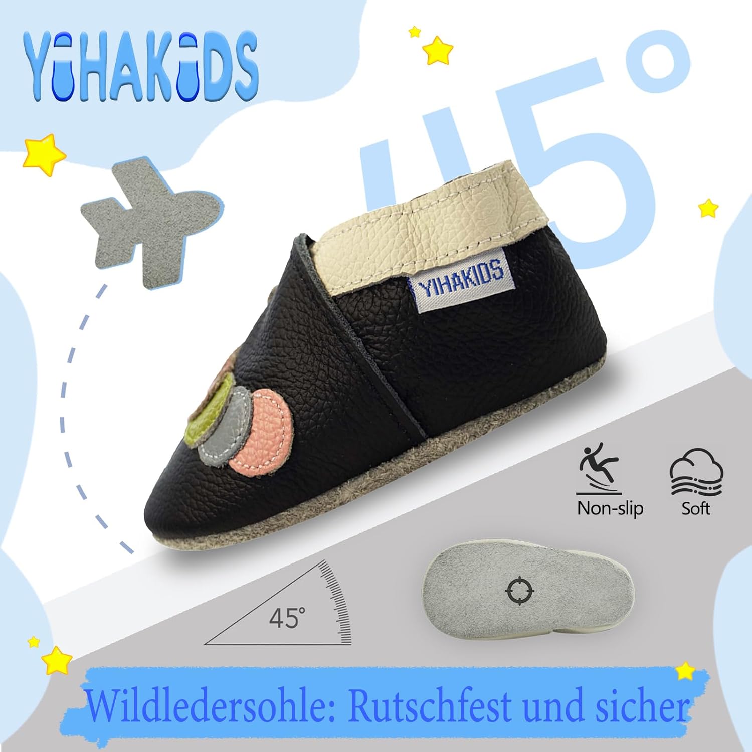 Thumbnail 2 de YIHAKIDS Krabbelschuhe aus Leder für Babys 0–3 Jahre – flexible Lauflernschuhe mit rutschfester Sohle