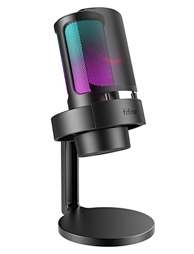 Detalle de FIFINE USB Gaming Micrófono para streaming con RGB