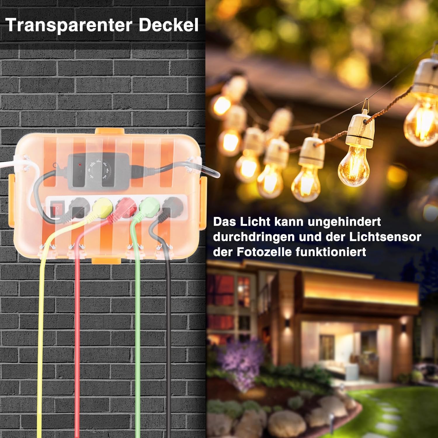Thumbnail 1 de RESTMO Extra große wasserdichte Kabelbox (IP54) mit transparentem Deckel, 32 x 22 x 13 cm, orange