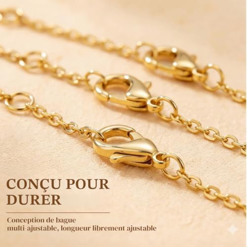 Detalle de GWEOR Rallonges de chaîne dorées en acier inoxydable, trois longueurs