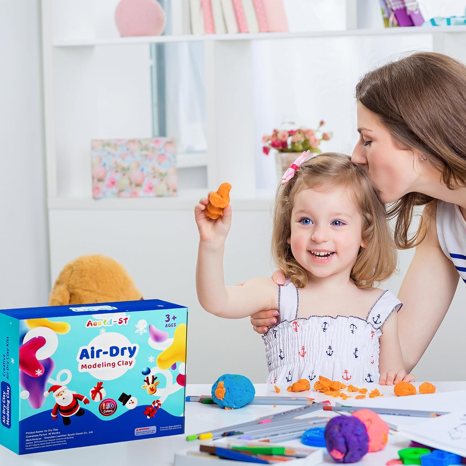 Detalle de Air Dry Clay 156 Colors Set: 156-Colour Modeling Clay Kit for Kids with Tools