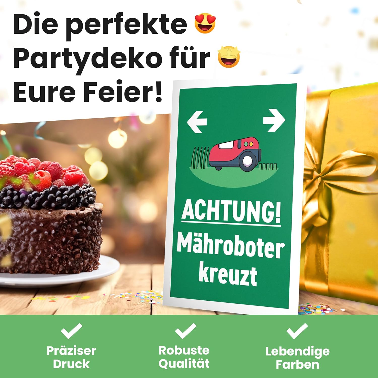 Thumbnail 3 de DankeDir! „Mähroboter kreuzt“-Hinweisschild (30 x 20 cm) – wetterfestes Gartenschild aus Kunststoff