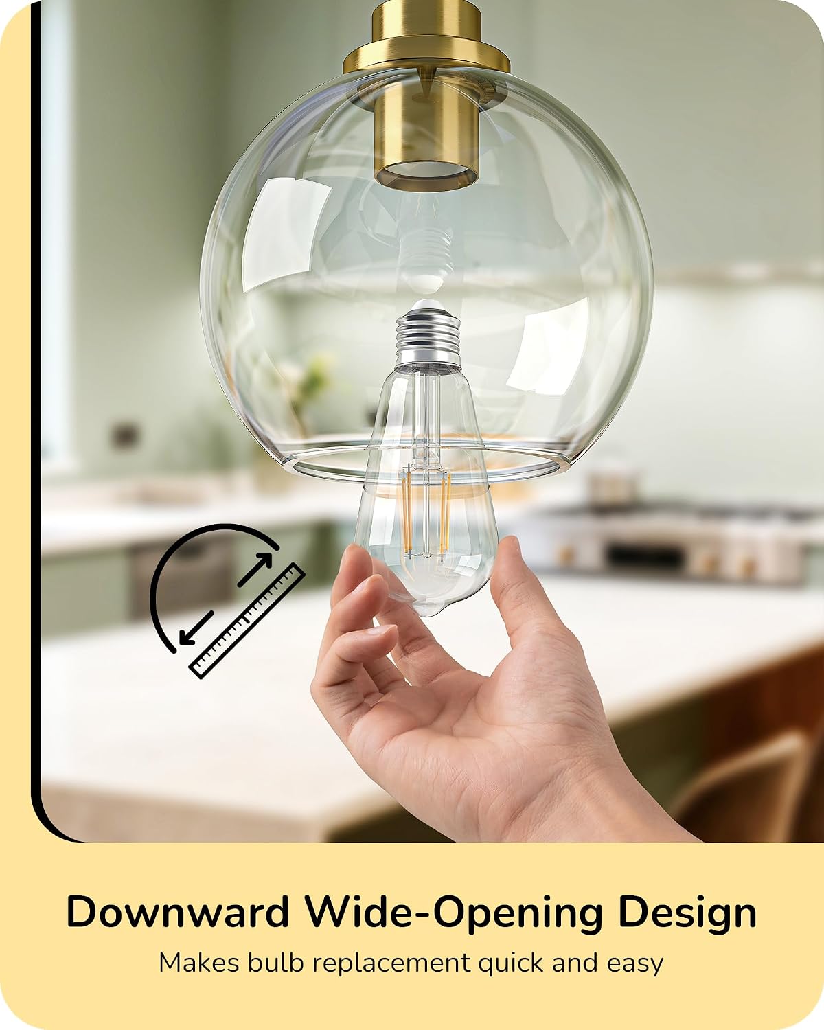 Thumbnail 4 de EDISHINE Mid-Century Pendant Lights, 2-Pack with Clear Glass Globes