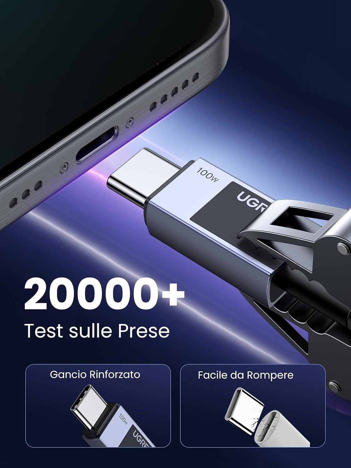Thumbnail 6 de UGREEN cavo USB-C 100W PD 3.0 da 2 m (20V 5A) in lega di alluminio
