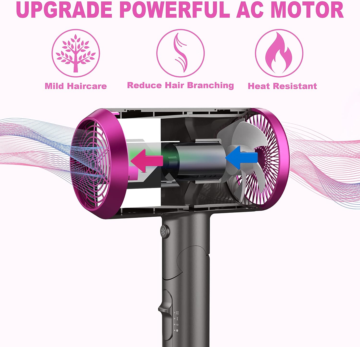 Thumbnail 2 de Travel Hair Dryer with Diffuser: Lightweight, Low-Noise Professional Blow Dryer for Curly Hair