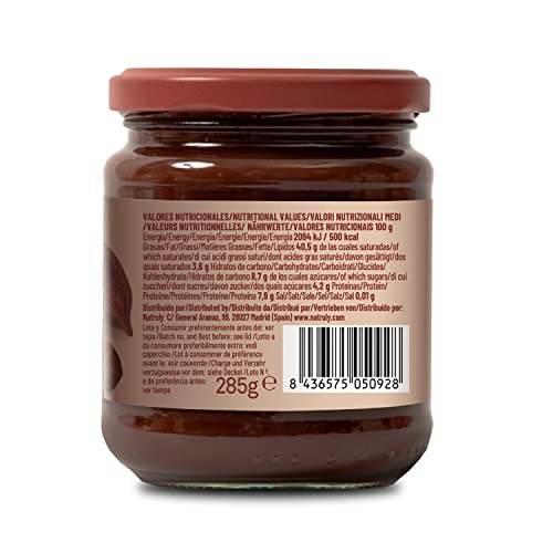 Detalle 2 de NATRULY Crema de Avellanas y Cacao sin azúcar y sin edulcorantes (43% avellana) – Pack 2 × 285 g