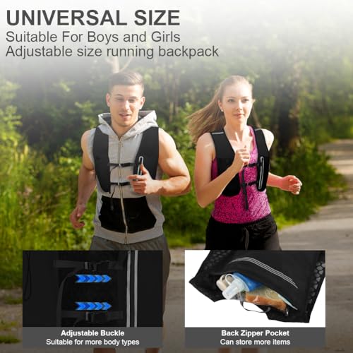 Detalle de Alaoo Chaleco Running multifunción con hidratación y soft flask de 500 ml (negro)