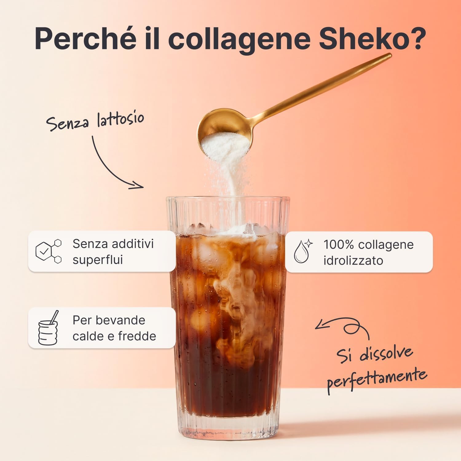 Detalle de SHEKO Collagene Idrolizzato in Polvere – Bovino Tipo 1, 2 e 3, 450 g