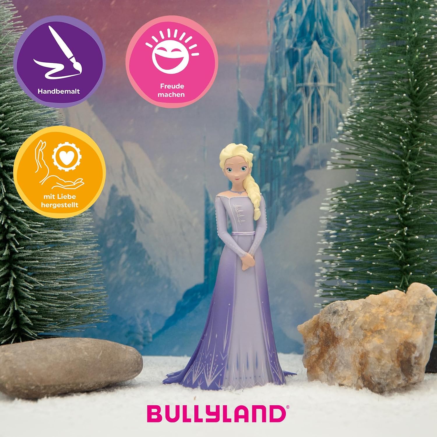 Detalle de Bullyland 13510 Elsa d'Arendelle – Figurine La Reine des Neiges, 10 cm, finition artisanale