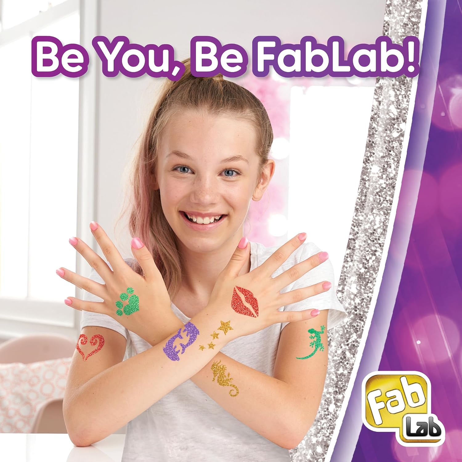 Detalle 2 de FabLab Glitter Tattoos | Create FAB Glittery Kids Tattoos with 28 Stencils and 4 Biogel Glitter Colours
