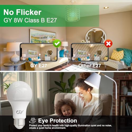 Thumbnail 3 de GY Ampoule LED E27 – 8 W, équivalent 100 W, 1521 lm, 6500 K, non dimmable, lot de 6