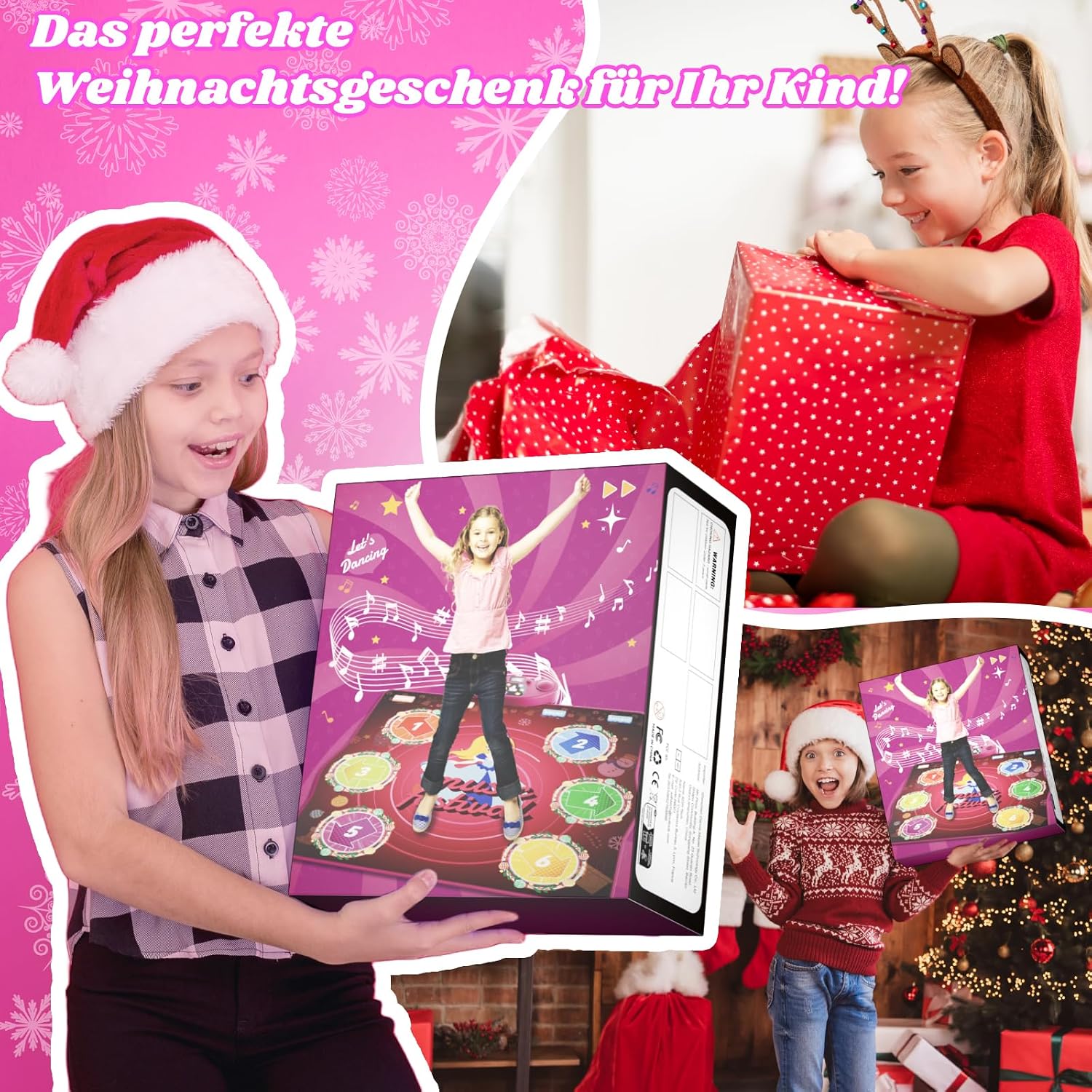 Detalle de PLEGBLE Tanzmatte für Kinder ab 3–12 Jahre mit Type-C Stromversorgung, Bluetooth-Musik und 6 Modi
