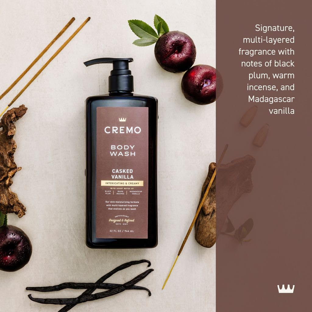 Detalle de Cremo Casked Vanilla Body Wash for Men, 32 Fl Oz, Rich Lather