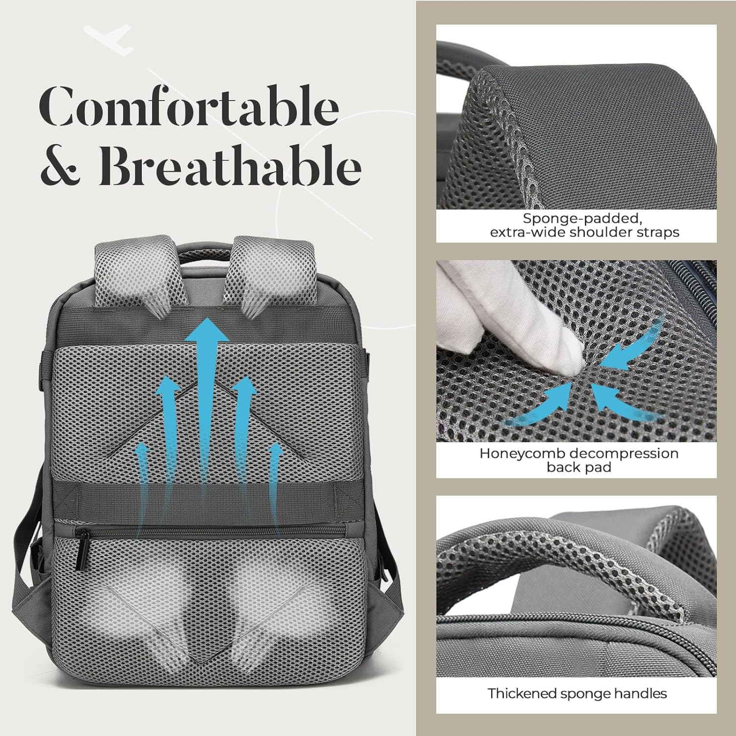 Thumbnail 6 de ZHXX for EasyJet Cabin Bag 45x36x20: 30L Underseat Backpack with Anti-Theft Design and 15.6 Inch Laptop Compartment
