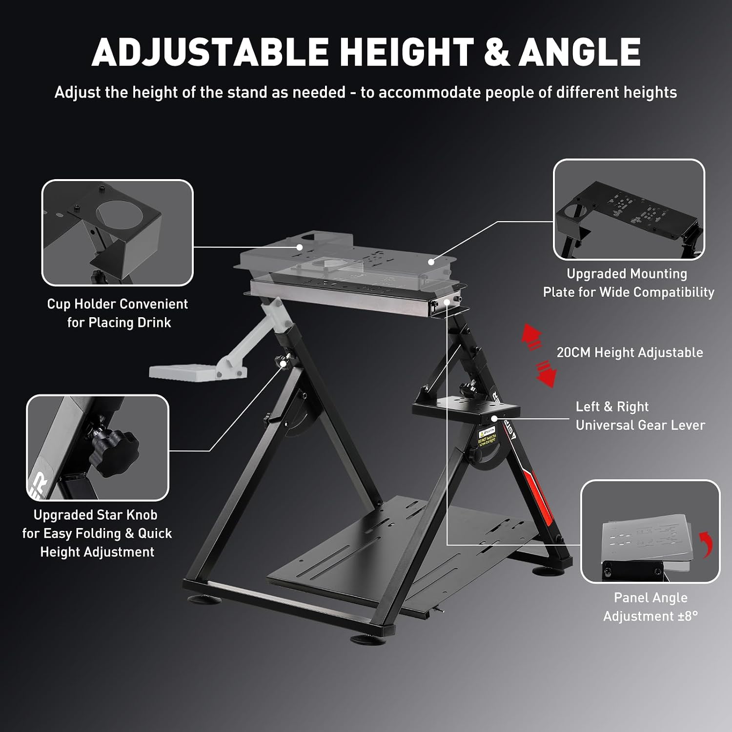 Thumbnail 2 de GTPLAYER DF-GT-S04 Sim Racing Wheel Stand, Adjustable Folding Carbon Steel