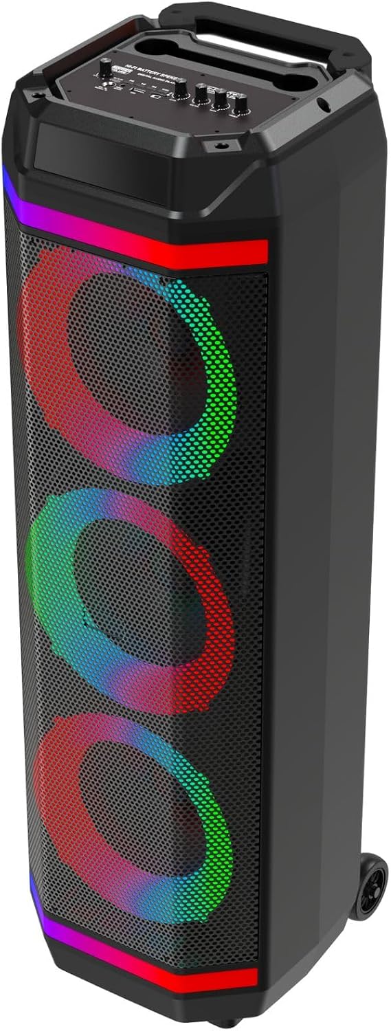 Detalle de BSL BEAUTIFUL SOUND LINE BSL-S61 altoparlante Bluetooth con illuminazione, 3 altoparlanti da 8" e microfono incluso