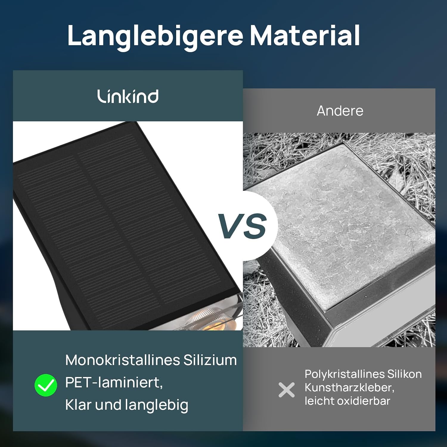 Detalle 2 de Linkind Solarlampen für Außen Garten 800Lm – 6er Set, 3000K Warmweiß, IP65