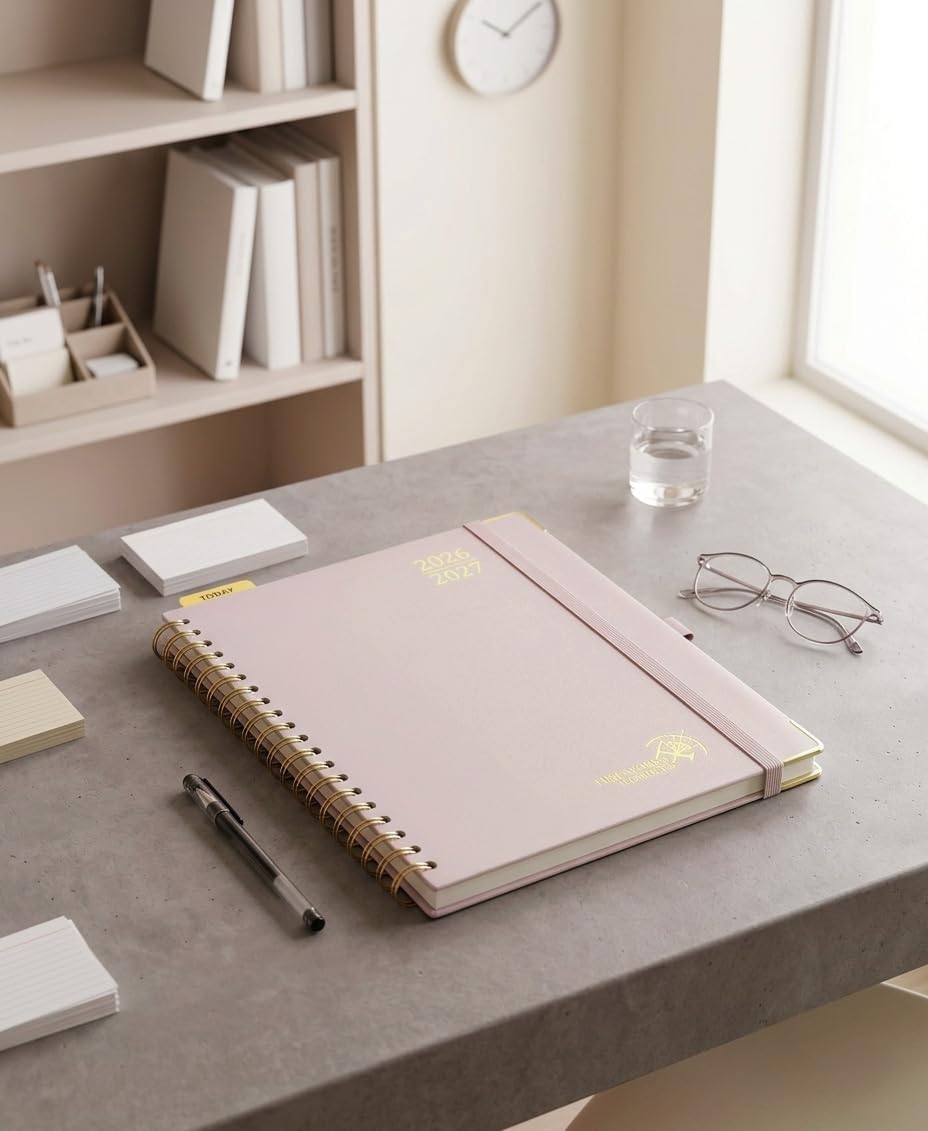 Detalle de POPRUN 2026–2027 Academic Planner, 8" x 10", Hourly Weekly Layout, Light Pink
