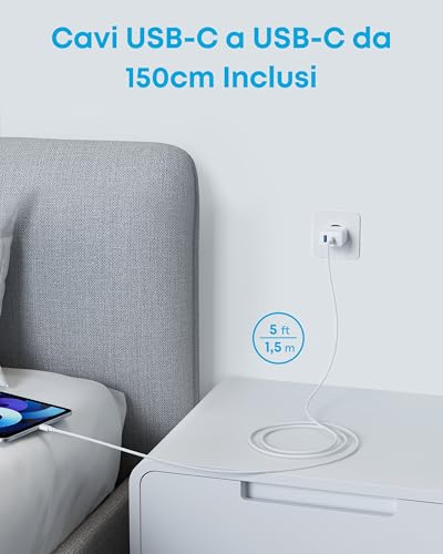 Detalle de Anker Caricatore iPhone 20 W USB C rapido da parete: potenza, compatibilità e praticità in viaggio