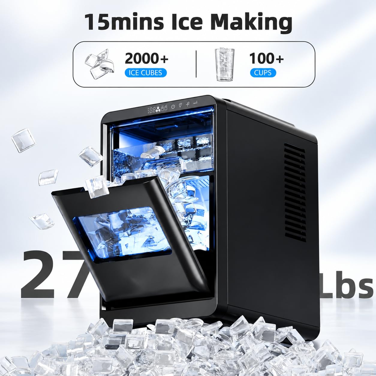 Detalle de Antarctic Star HZB-12M Crescent Ice Maker, Clear Ice, 3 Thickness Settings