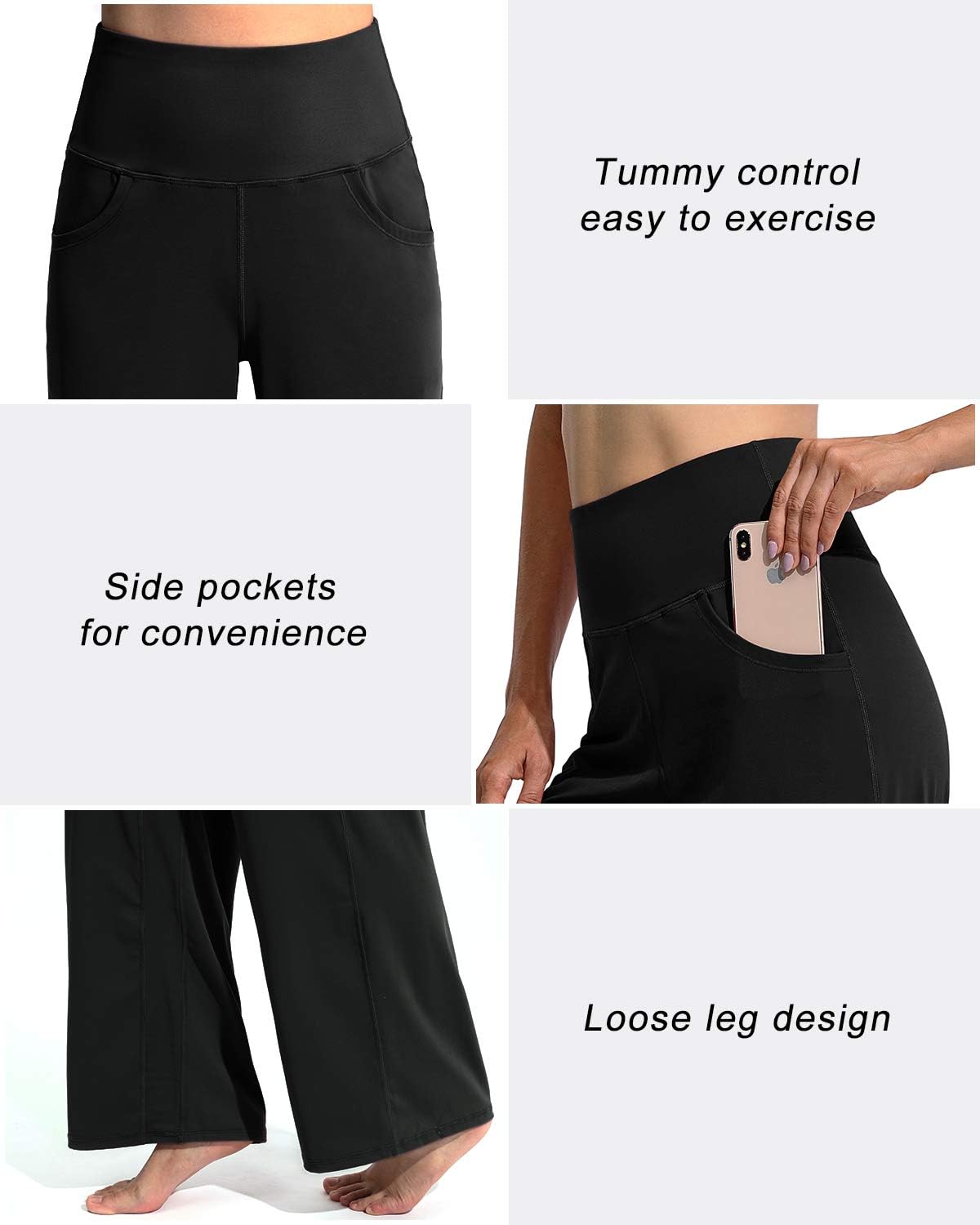 Thumbnail 4 de Promover Activewear-Hosen für Damen mit Taschen – Hoch taillierte Jogginghose mit Bauchkontrolle und weitem Bein