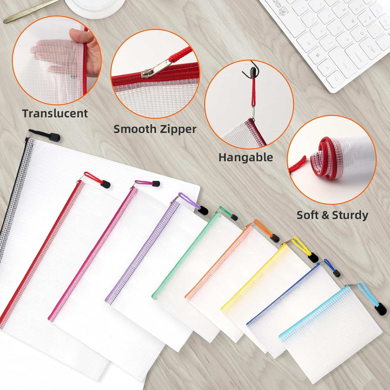 Thumbnail 2 de Northern Brothers Plastic Wallets Zip Folders (32pcs) – waterproof mesh zip bags in 8 sizes