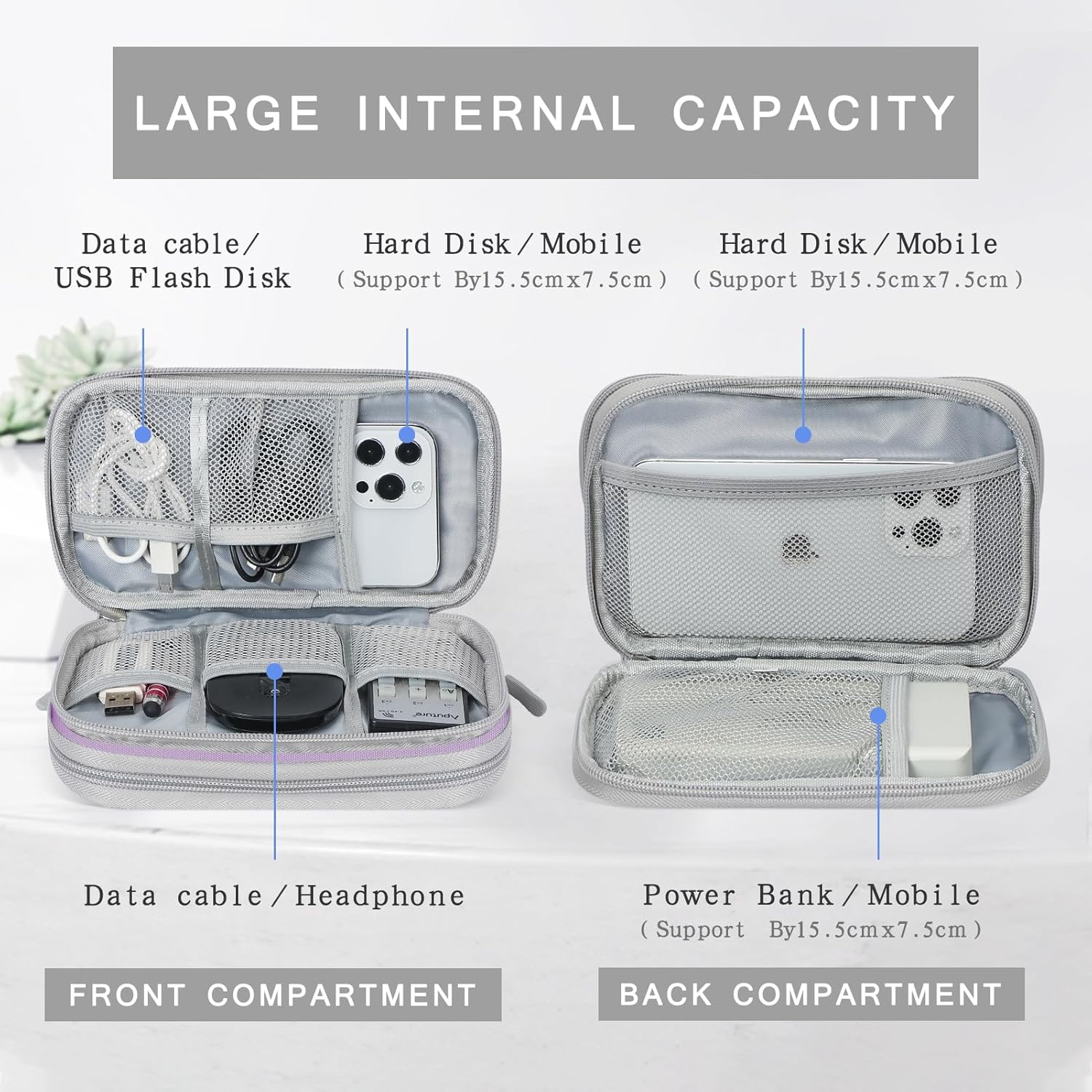 Detalle de Skycase Kabeltasche: Travel Essentials Tech Pouch – Kompakte Organisation für Kabel, Zubehör und Schreibzeug