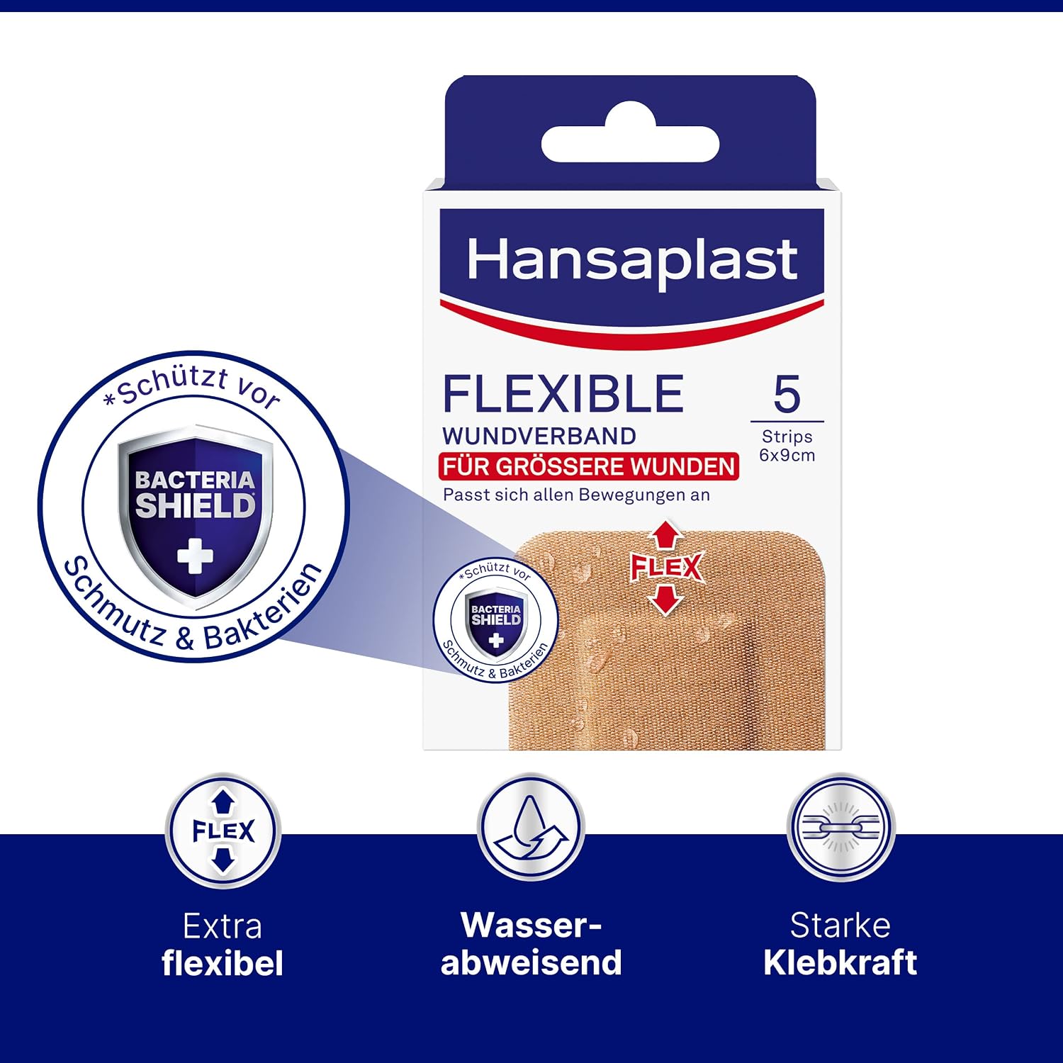 Detalle 2 de Hansaplast 48829-00003-46 flexibel wondverband, elastisch en waterafstotend, 5 stuks