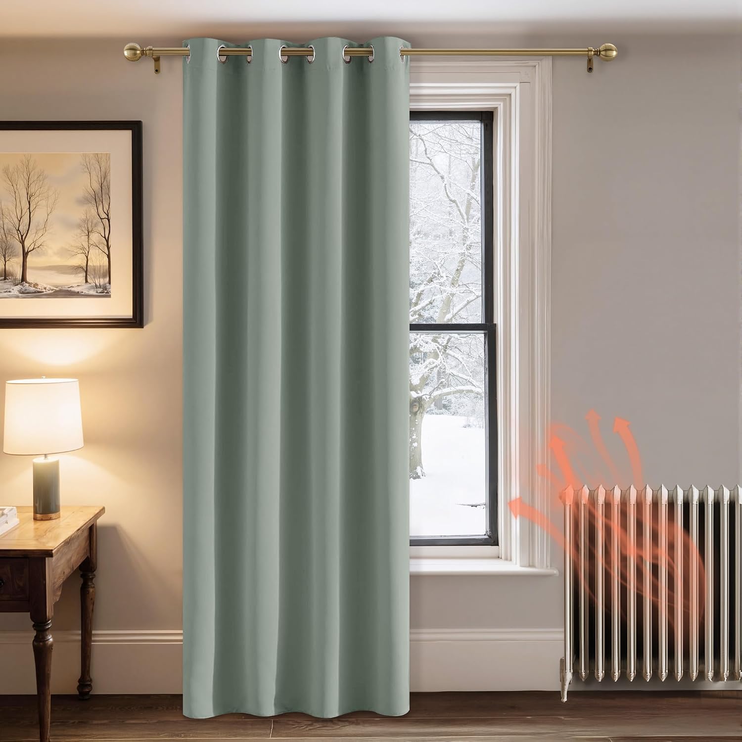 Detalle de PONY DANCE Sage Green Blackout Curtain 84in drop 🪟