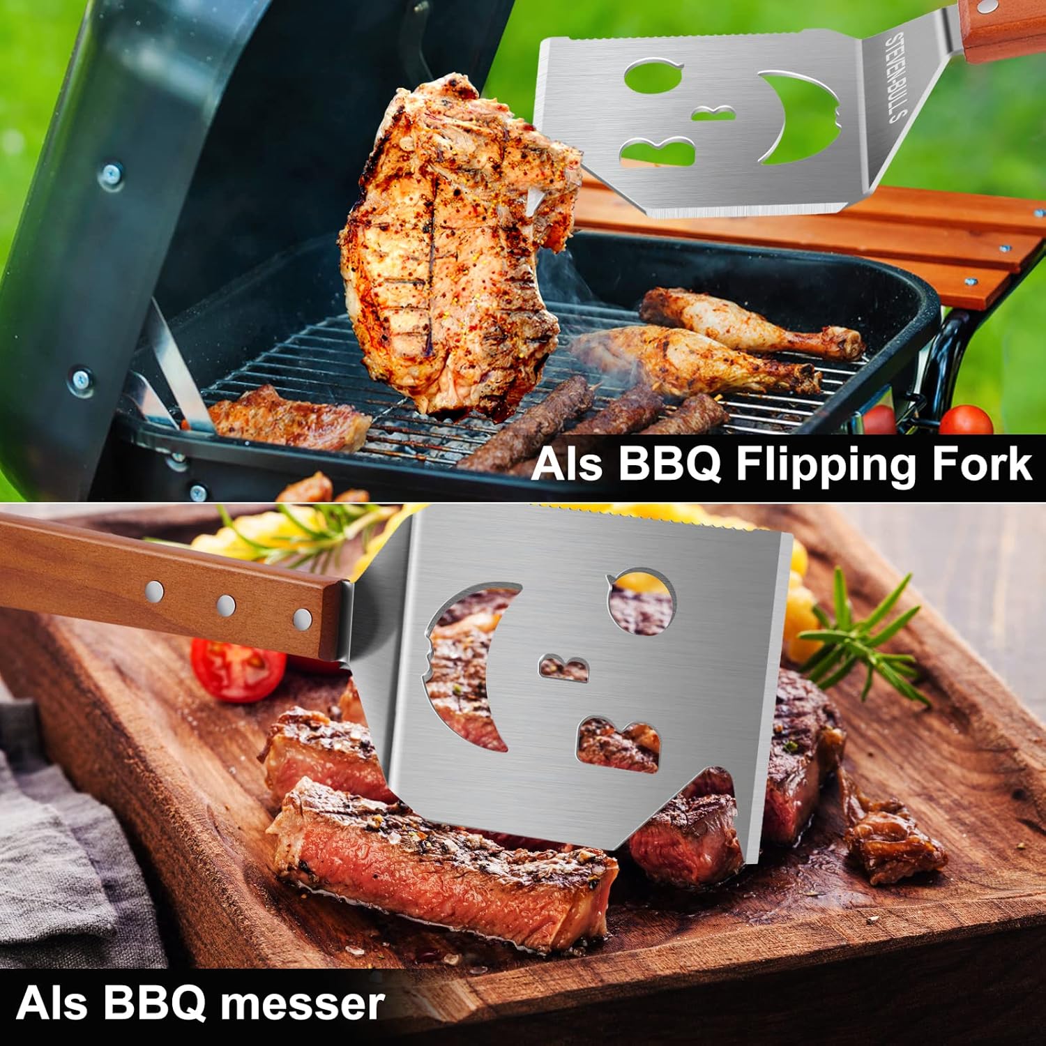 Thumbnail 3 de 7‑in‑1 Grillspachtel Multifunktional mit Holzgriff 🍖
