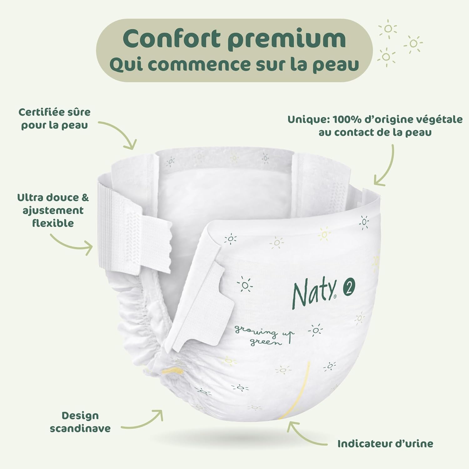 Thumbnail 6 de Naty BioEmbrace Couches Bébé Nouveau-né – Taille 2 (3–6 kg), 132 unités