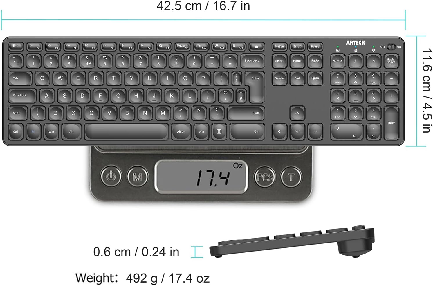 Thumbnail 5 de Arteck 2.4G Wireless Keyboard 6‑Month Battery