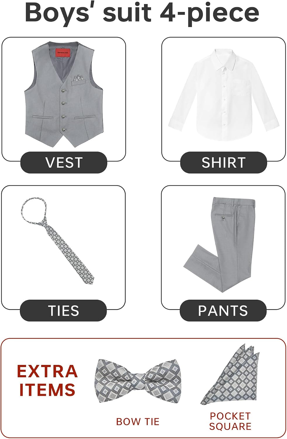 Detalle de Marvelous Kids Boys Suit Set 6-Piece