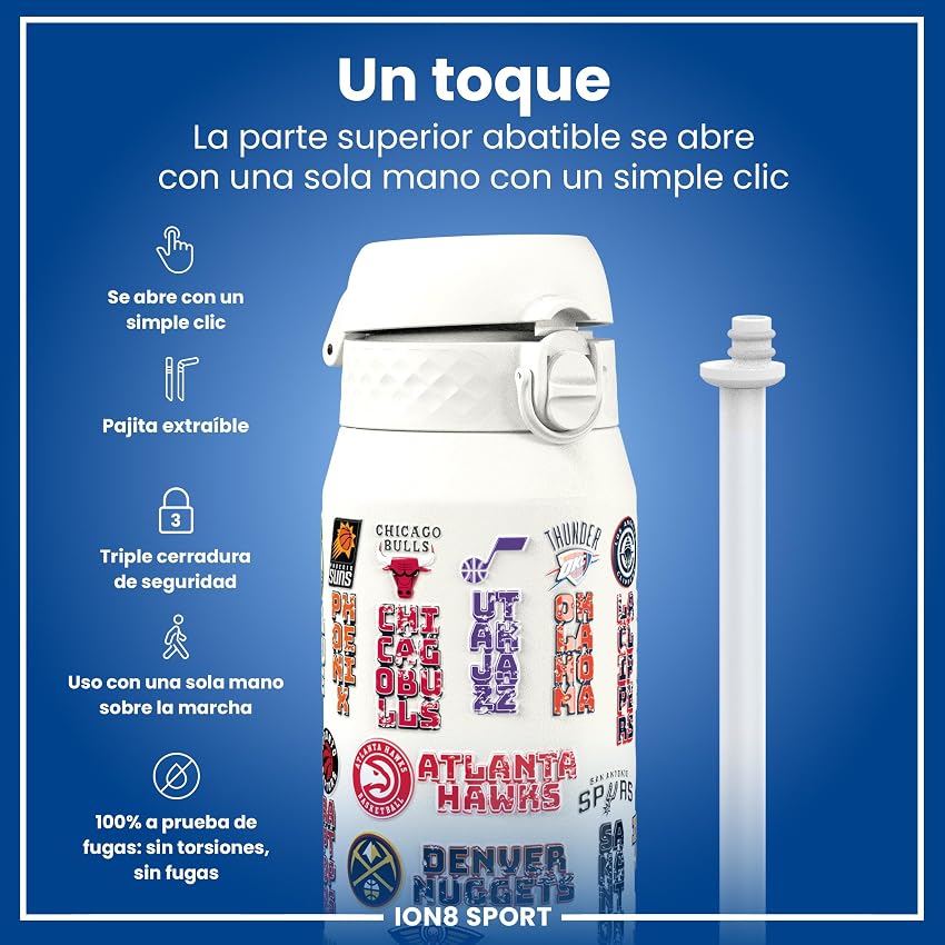 Detalle de ion8 NBA Logos Bordados Botella térmica 750 ml 🥤