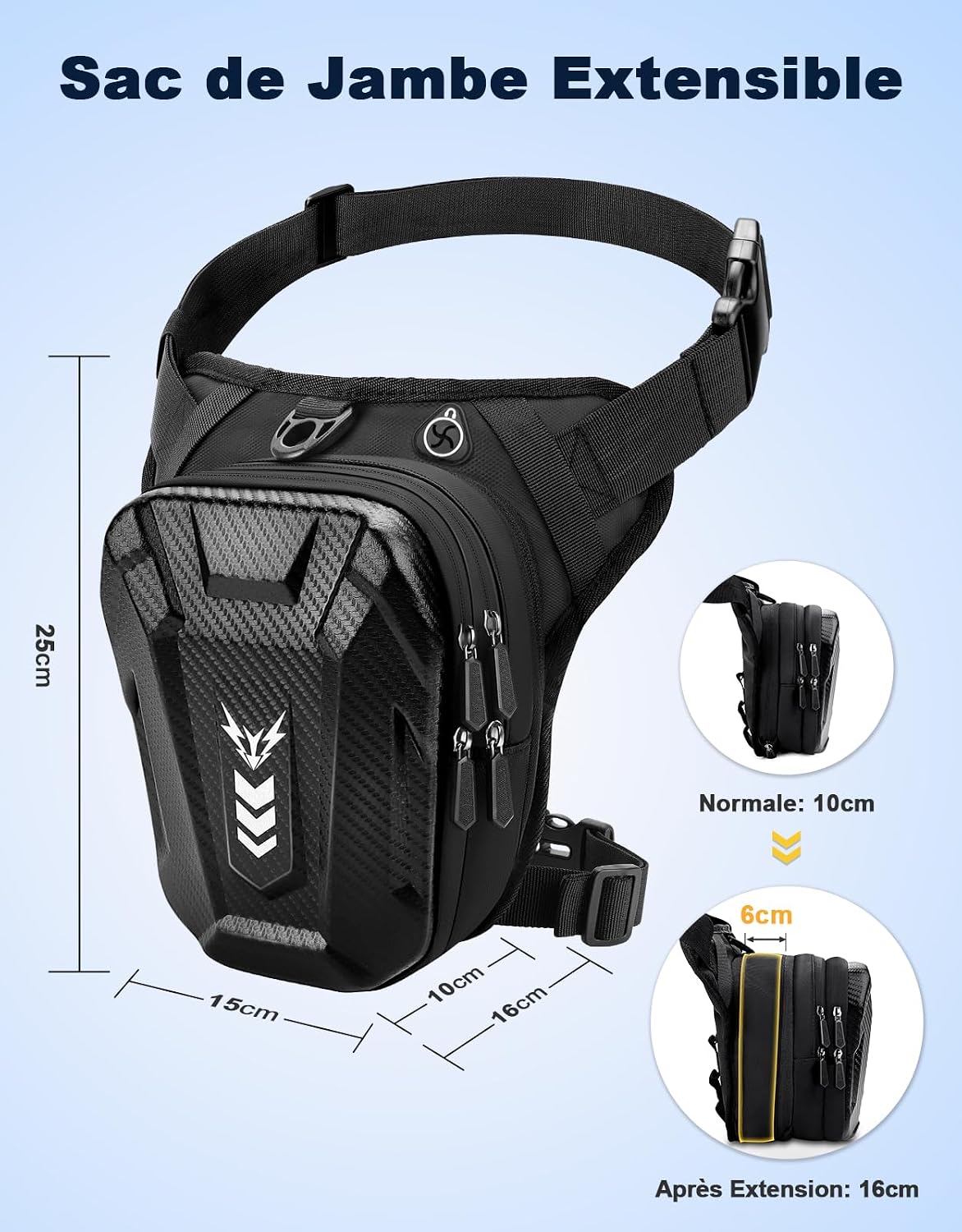 Detalle 2 de Rolgno Sacoche de Jambe Moto 6 cm extensible