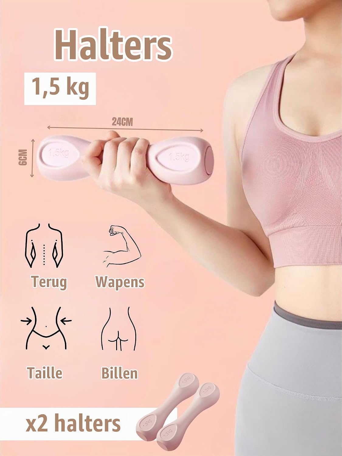 Detalle 2 de MAGIC SELECT halterset met 2 neopreen halters en antislip grip