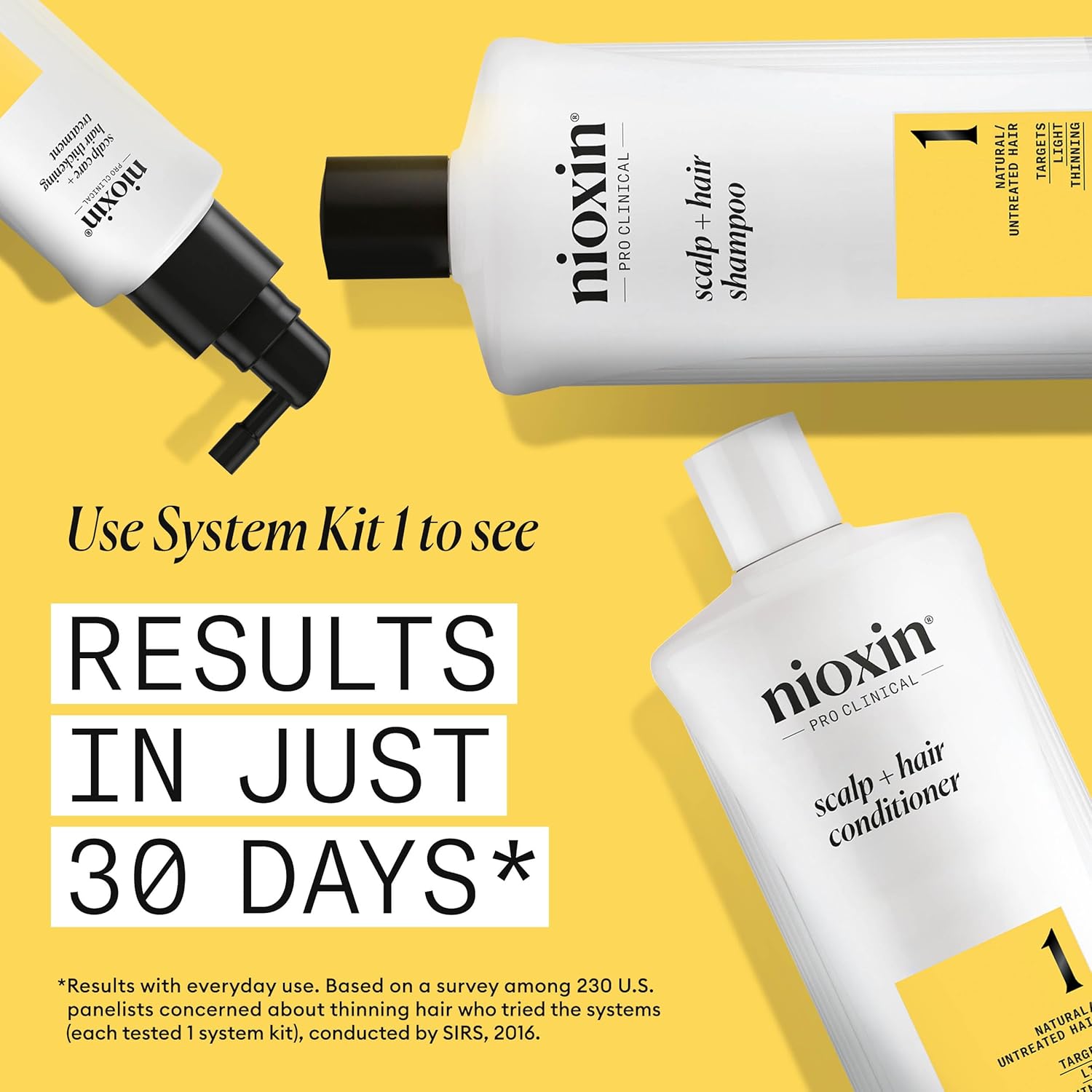 Thumbnail 1 de Nioxin System 1 Hair Thickening System (Shampoo, Conditioner & Serum) for natural hair with light thinning