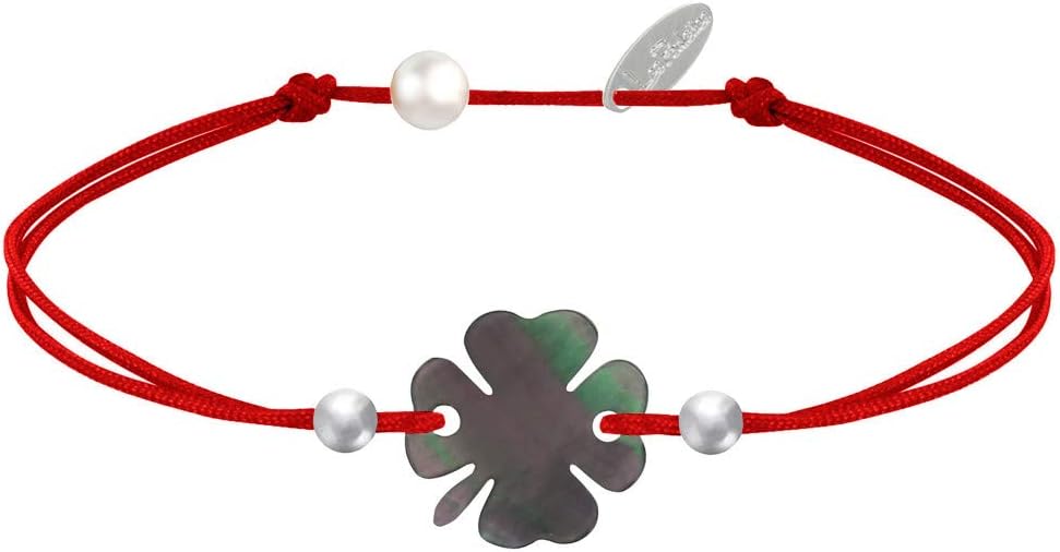 Thumbnail 4 de LES POULETTES BIJOUX Bracciale Trifoglio in madreperla grigia e perle d’argento 925 “Classics”