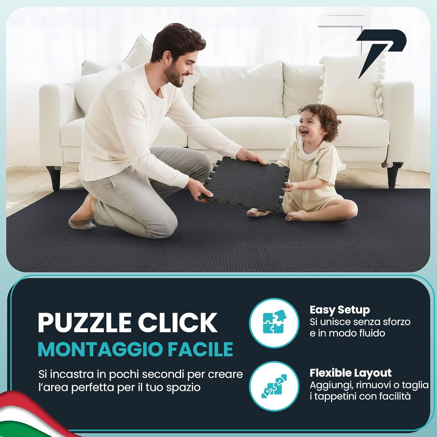 Thumbnail 4 de Tappeto da fitness a puzzle in EVA: set da 21 tappetini componibili per palestra, garage e piscina