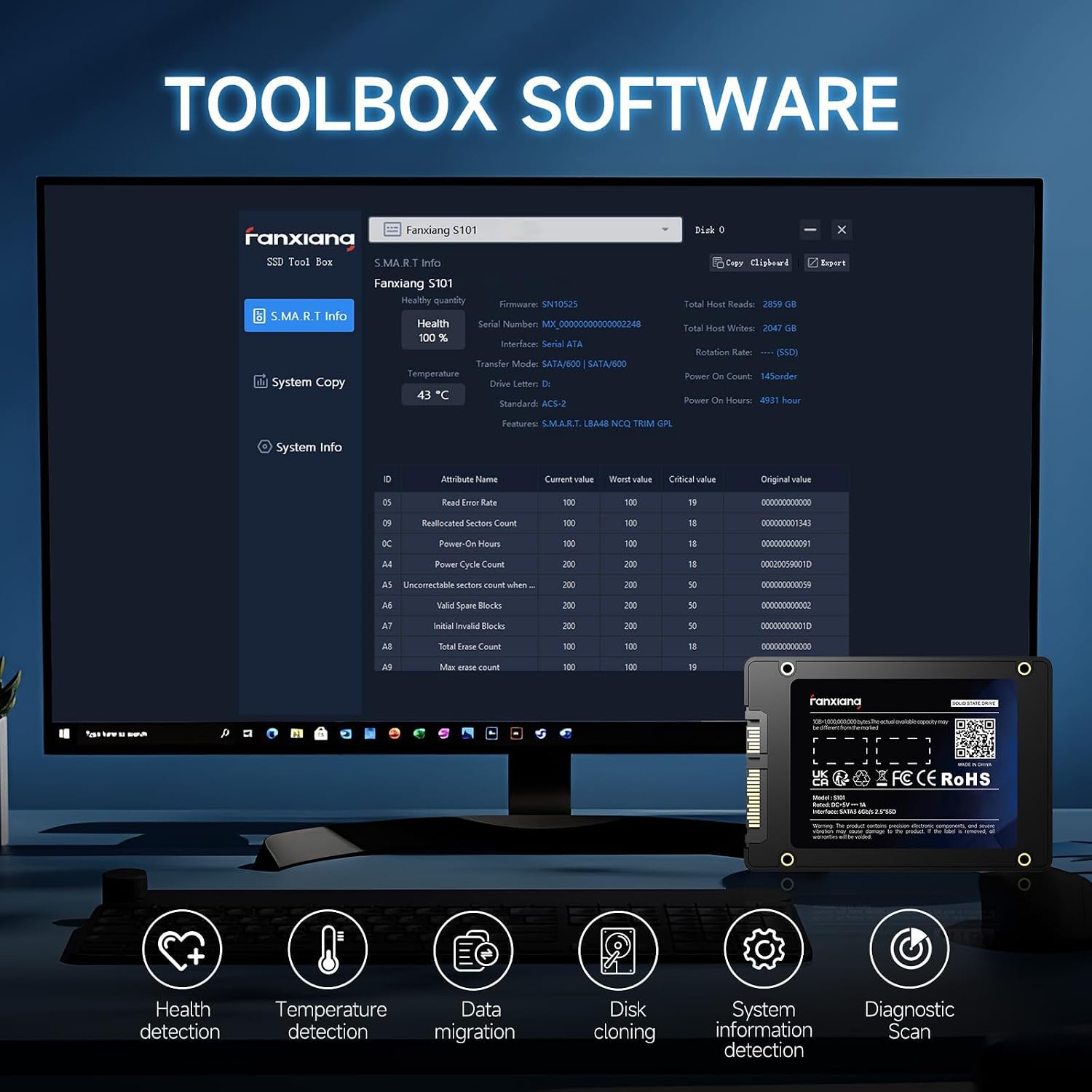Detalle 1 de fanxiang S101 512GB 2.5-Inch SATA III Internal SSD, 6Gb/s