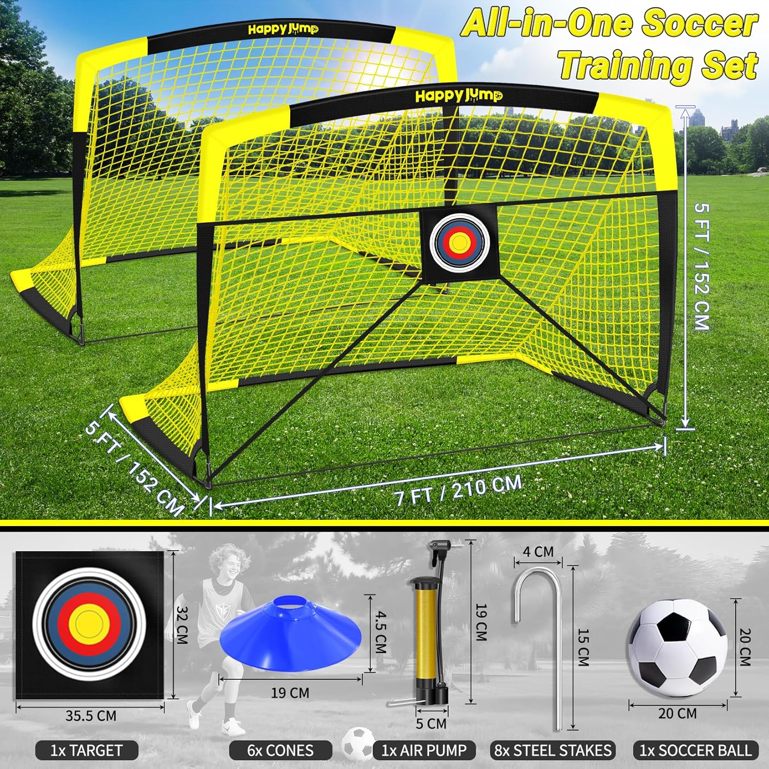 Detalle de Happy Jump Buts de Football Pop-Up Pliable – Kit 2 buts 213 x 152 cm + accessoires