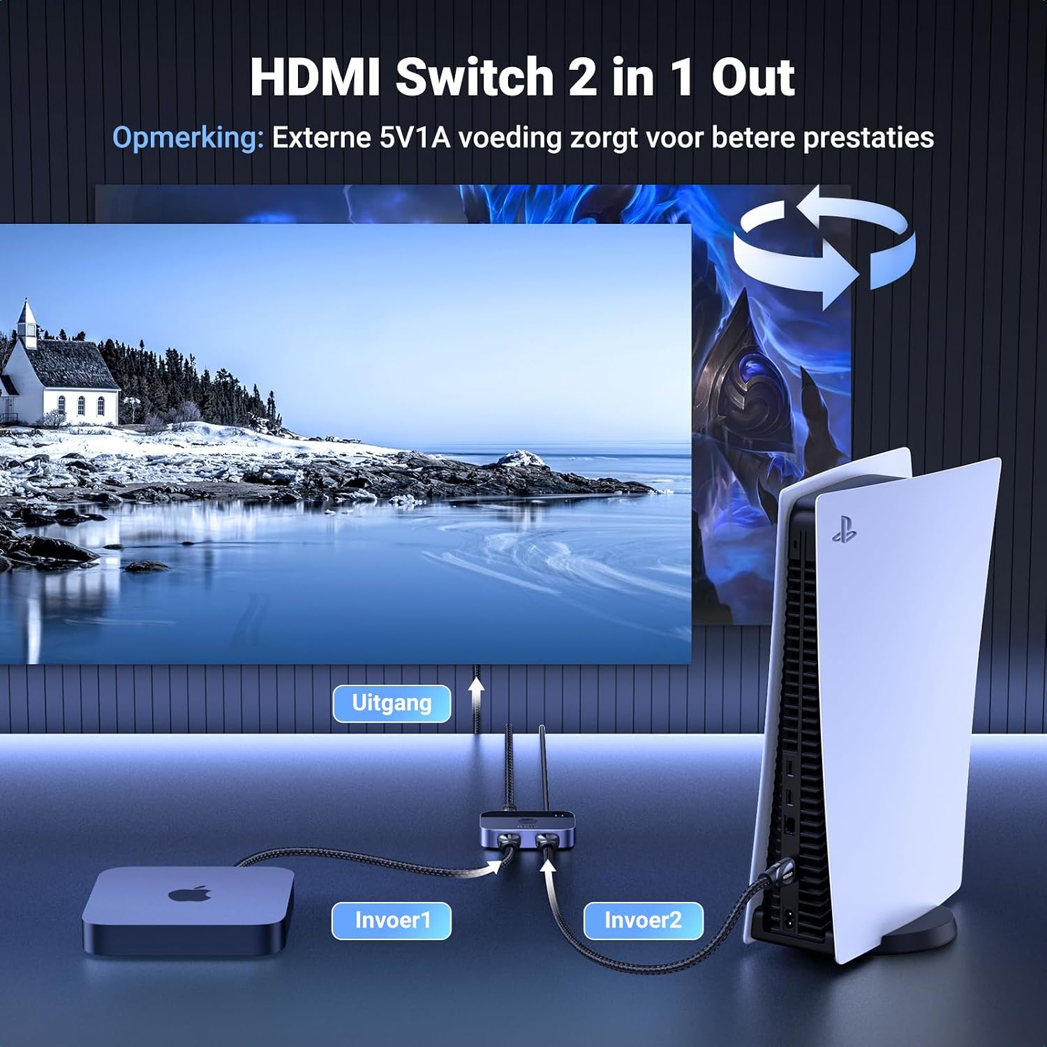 Thumbnail 1 de UGREEN HDMI 2.1-switch, bidirectioneel, 8K@60Hz en aluminium behuizing