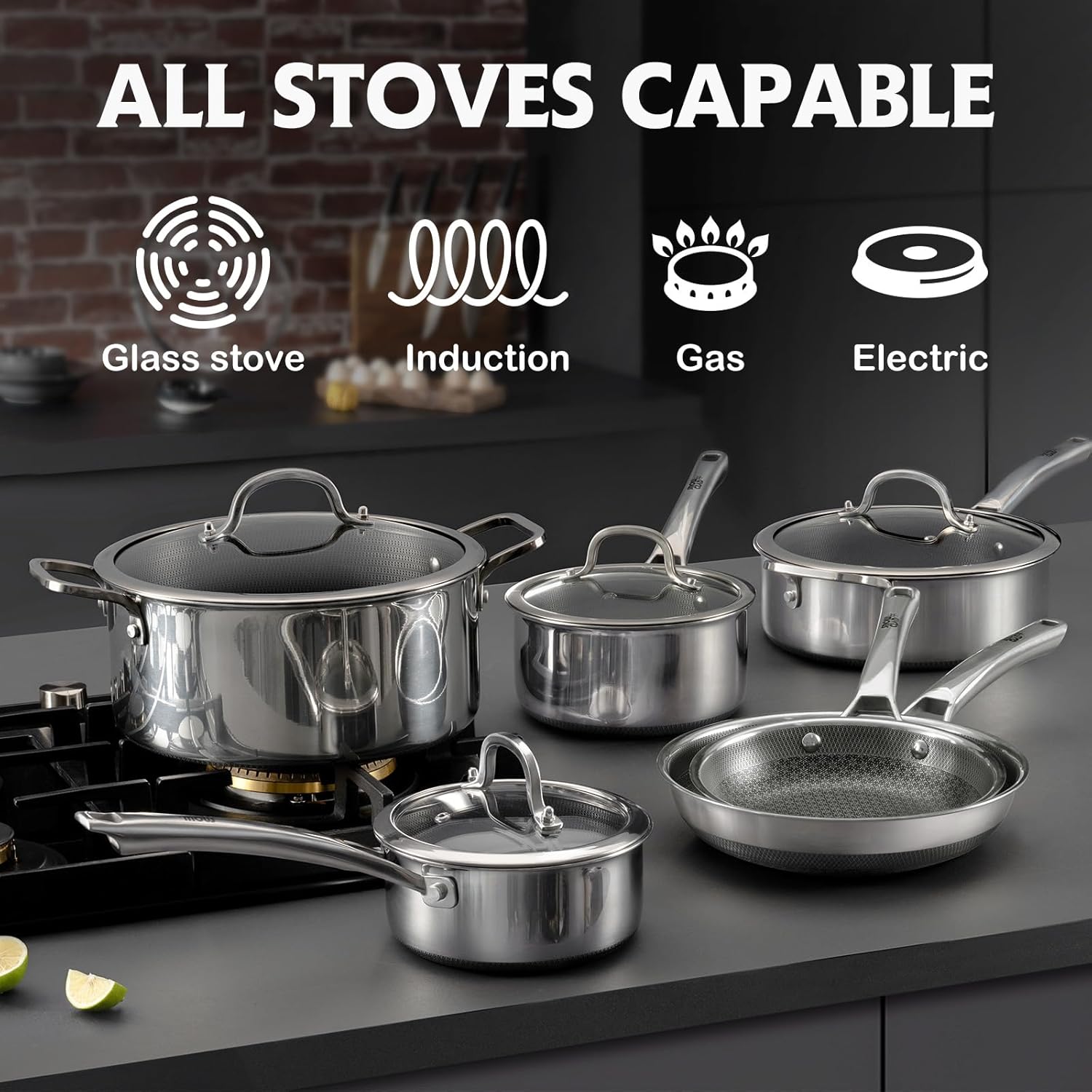Detalle de Hybrid Nonstick Saute Pan & Braiser, 6.5 Quart Deep Frying Pan with Lid (12.5 inch) PFOA-Free