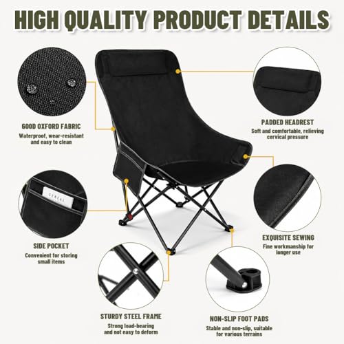 Detalle de Campingstuhl Faltbar 170 kg – Höhenverstellbar von Peelanmall