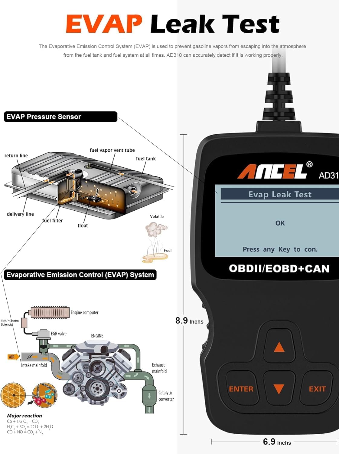 Thumbnail 4 de AN CEL AD310 OBD2 Code Reader: Reliable Engine Diagnostics for Most Vehicles Since 1996