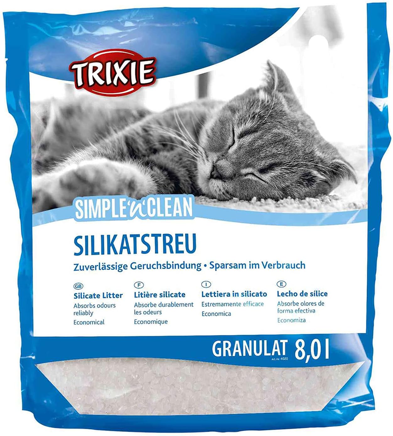 Detalle de TRIXIE Simple'n'Clean 4020 żwirek krzemionkowy do kuwety, 8 l, bezzapachowy